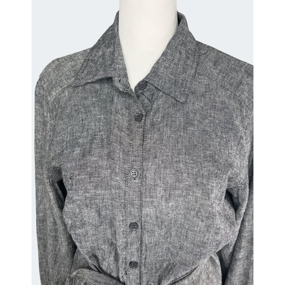 New York & Company Soho Womens Gray Long-Sleeve Button-Down Shirtdress Medium - Picture 9 of 16